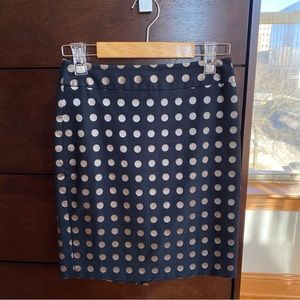 Ann Taylor Black Pencil Skirt with Metallic Polka Dots 00P